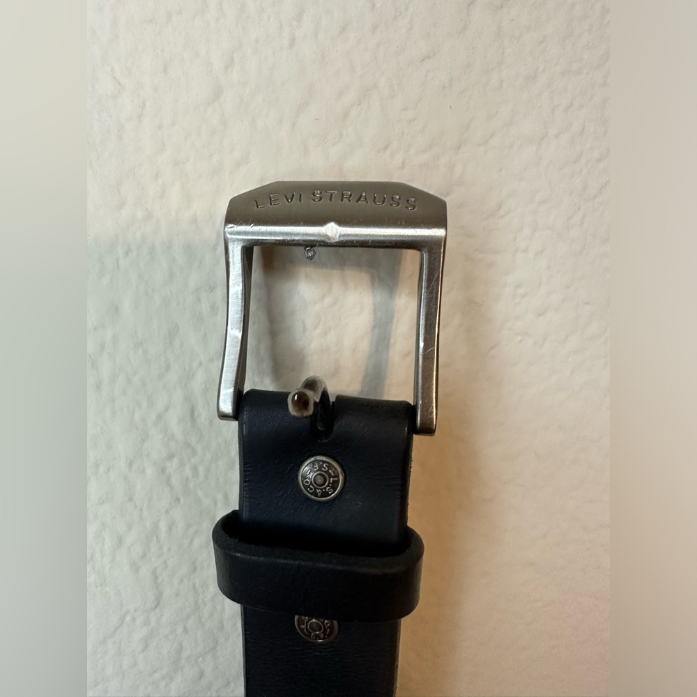 Levi's Black Leather Belt with Silver Buckle